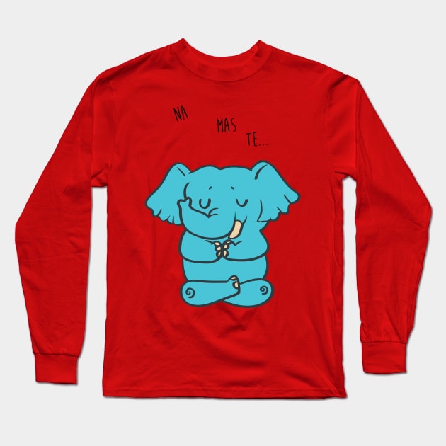 Namaste Elephant Long Sleeve T-Shirt by huebucket